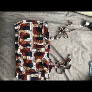 Tie shoulder y2k style button up